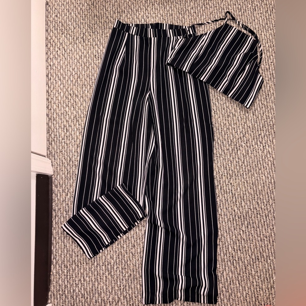 Striped Black and White Women's Pants